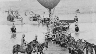 A War Balloon and Transport Crossing the Vaal River Trailer