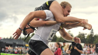 Couples of Wife Carrying Trailer
