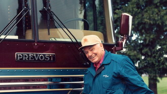 Ernest Borgnine on the Bus Trailer