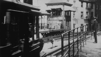 New York. Arrival of a Train at Battery Place Trailer