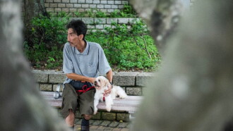 Old Man and A Dog Trailer