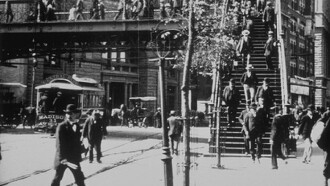Passengers Descending from the Brooklyn Bridge Trailer