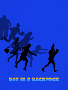 Boy in a Backpack Trailer