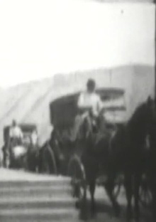 Coaches Arriving at Mammoth Hot Springs Trailer
