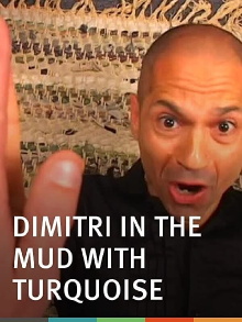 Dimitri in the Mud with Turquoise Trailer