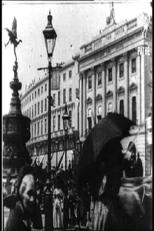 Leisurely Pedestrians, Open Topped Buses and Hansom Cabs with Trotting Horses Trailer