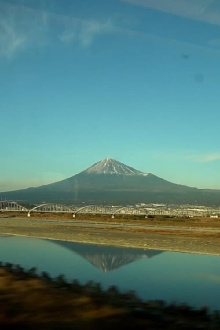 Mount Fuji Seen from a Moving Train Trailer