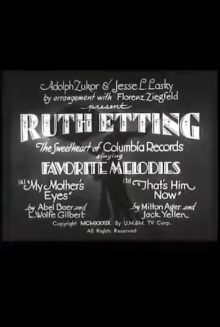 Ruth Etting in Favorite Melodies Trailer