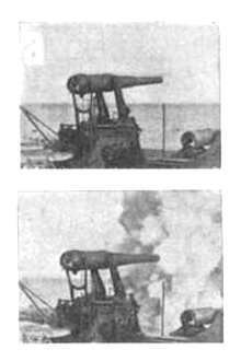 Ten Inch Disappearing Carriage Gun Loading and Firing, Sandy Hook Trailer