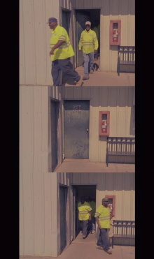 Workers Leaving the Job Site Trailer