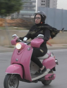 Zeinab on the Scooter Trailer
