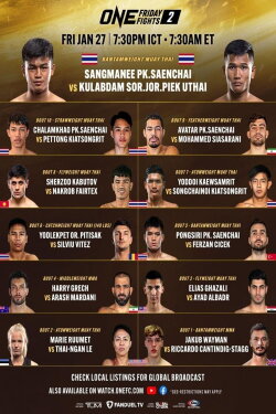 ONE Friday Fights 2: Sangmanee vs. Kulabdam (2023) ONE Friday Fights 2: Sangmanee vs. Kulabdam (2023)