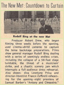 The New Met: Countdown to Curtain (1966)